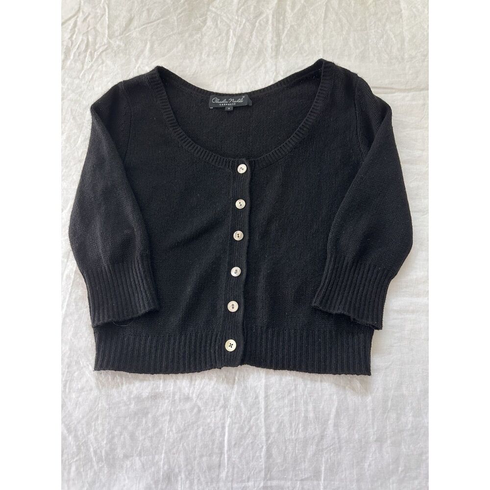 Claudia Nichole Cashmere Cardigan Women S Black 100% Cashmere Cropped Sweater